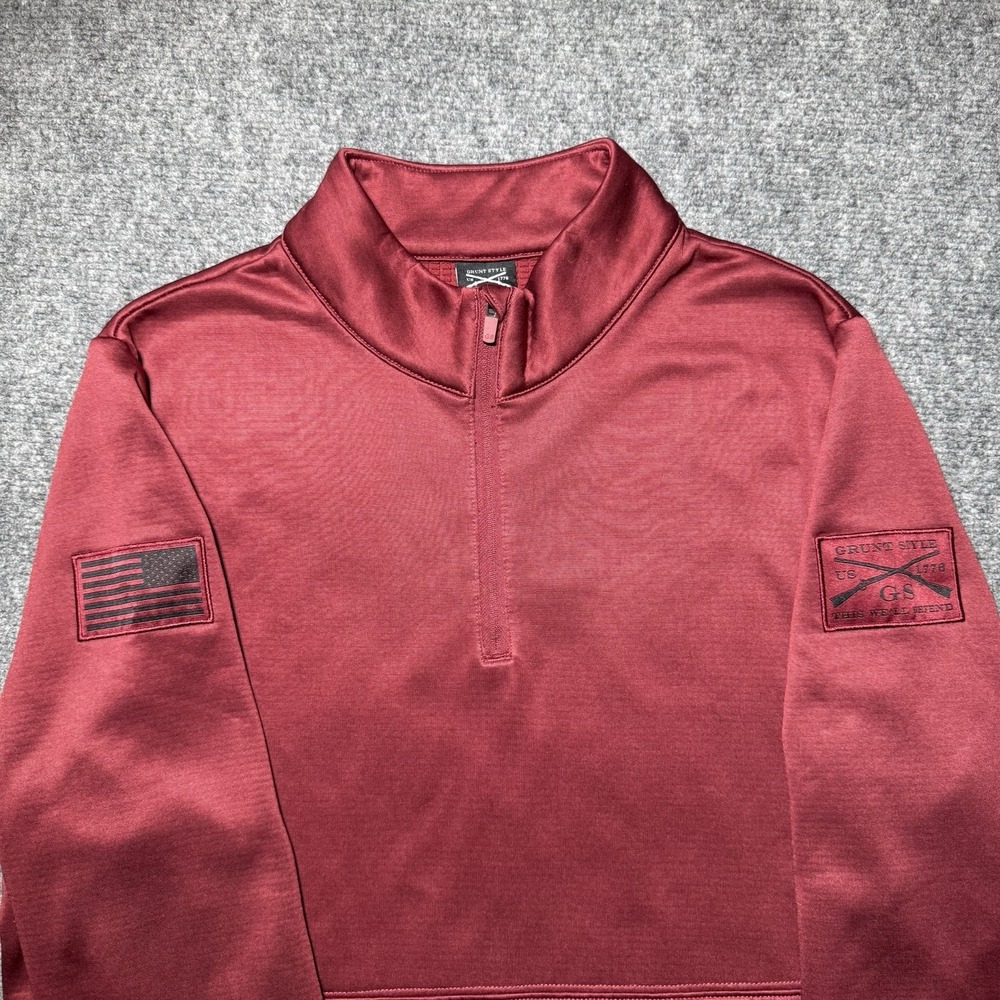 GRUNT STYLE Quarter Front Zip Sweat Wicking Size L Long Sleeve Waffle Top - Picture 2 of 12
